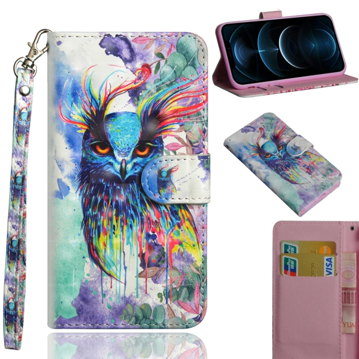 Patrón de pintura 3D Flip horizontal TPU + Funda de cuero PU con soporte y ranuras para tarjetas y billetera, For iPhone 12 mini, For iPhone 12 / 12 Pro, For iPhone 12 Pro Max, For Xiaomi Redmi 9, For Xiaomi Redmi 9A, For Xiaomi Redmi 9C               ...
