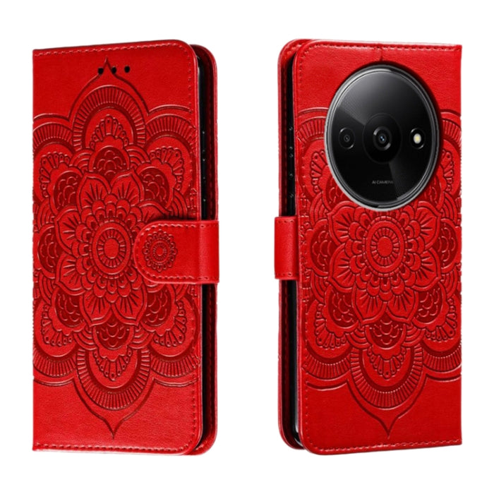 Funda de cuero para teléfono con estampado de mandala de sol, For Redmi 15C 5G / 4G EU 173mm, For Redmi 15 5G Global / 15 4G SEA, For Redmi 15 5G / 4G EU 171mm, For Redmi 15C 5G / 4G Global 171mm, For Redmi Turbo 4 Pro 5G / Poco F7                     ...