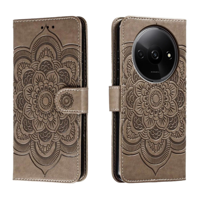 Funda de cuero para teléfono con estampado de mandala de sol, For Redmi 15C 5G / 4G EU 173mm, For Redmi 15 5G Global / 15 4G SEA, For Redmi 15 5G / 4G EU 171mm, For Redmi 15C 5G / 4G Global 171mm, For Redmi Turbo 4 Pro 5G / Poco F7                     ...
