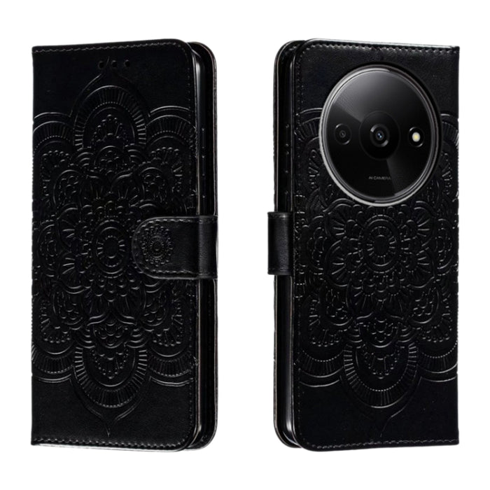 Funda de cuero para teléfono con estampado de mandala de sol, For Redmi 15C 5G / 4G EU 173mm, For Redmi 15 5G Global / 15 4G SEA, For Redmi 15 5G / 4G EU 171mm, For Redmi 15C 5G / 4G Global 171mm, For Redmi Turbo 4 Pro 5G / Poco F7                     ...