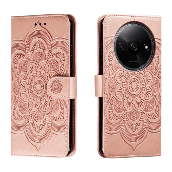 Funda de cuero para teléfono con estampado de mandala de sol, For Redmi 15C 5G / 4G EU 173mm, For Redmi 15 5G Global / 15 4G SEA, For Redmi 15 5G / 4G EU 171mm, For Redmi 15C 5G / 4G Global 171mm, For Redmi Turbo 4 Pro 5G / Poco F7                     ...