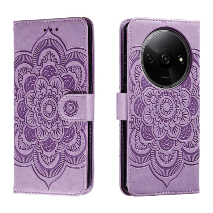 Funda de cuero para teléfono con estampado de mandala de sol, For Redmi 15C 5G / 4G EU 173mm, For Redmi 15 5G Global / 15 4G SEA, For Redmi 15 5G / 4G EU 171mm, For Redmi 15C 5G / 4G Global 171mm, For Redmi Turbo 4 Pro 5G / Poco F7                     ...