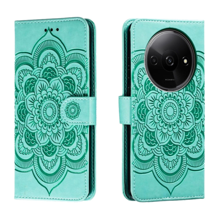 Funda de cuero para teléfono con estampado de mandala de sol, For Redmi 15C 5G / 4G EU 173mm, For Redmi 15 5G Global / 15 4G SEA, For Redmi 15 5G / 4G EU 171mm, For Redmi 15C 5G / 4G Global 171mm, For Redmi Turbo 4 Pro 5G / Poco F7                     ...