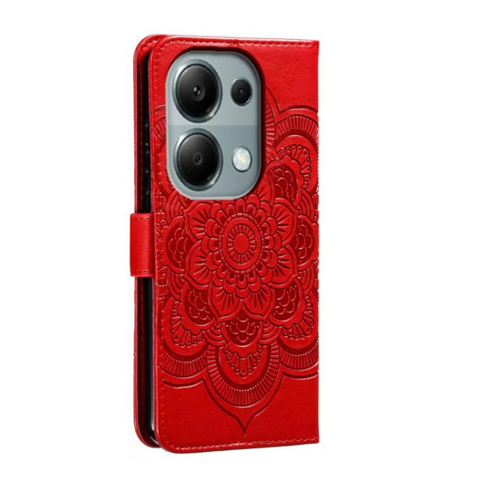 Funda de cuero para teléfono con estampado de mandala de sol, For Xiaomi Redmi Note 13 Pro 4G, For Xiaomi Redmi Note 13 4G, For Xiaomi Redmi K70E, For Xiaomi Redmi Note 13R Pro, For Xiaomi Redmi K70