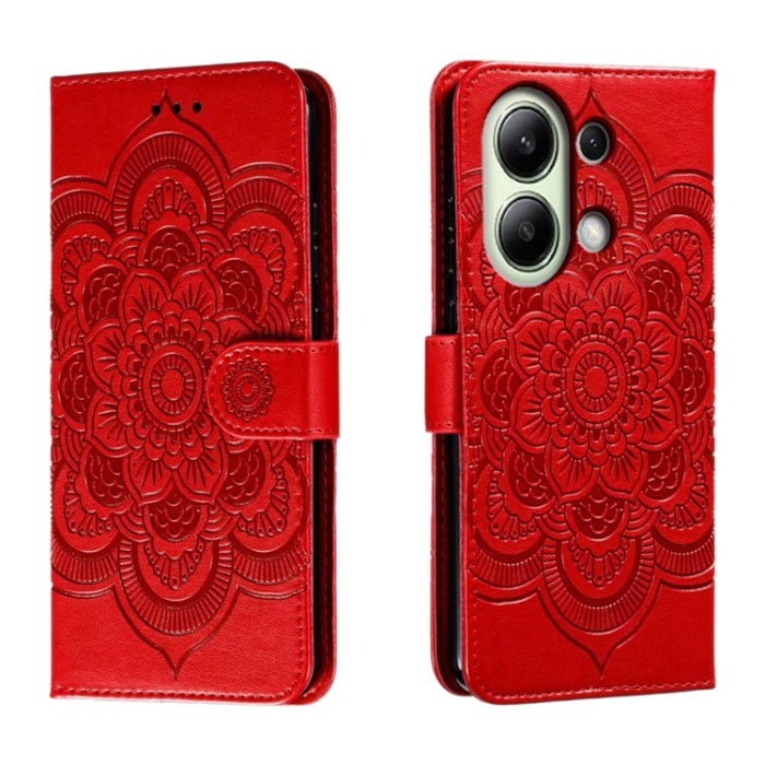 Funda de cuero para teléfono con estampado de mandala de sol, For Xiaomi Redmi Note 13 Pro 4G, For Xiaomi Redmi Note 13 4G, For Xiaomi Redmi K70E, For Xiaomi Redmi Note 13R Pro, For Xiaomi Redmi K70