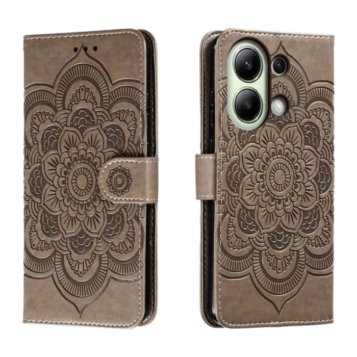 Funda de cuero para teléfono con estampado de mandala de sol, For Xiaomi Redmi Note 13 Pro 4G, For Xiaomi Redmi Note 13 4G, For Xiaomi Redmi K70E, For Xiaomi Redmi Note 13R Pro, For Xiaomi Redmi K70