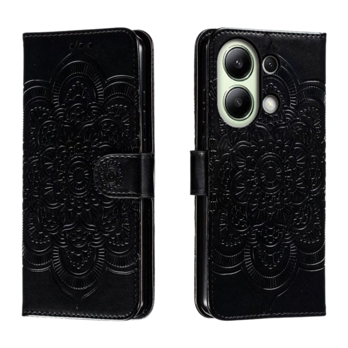 Funda de cuero para teléfono con estampado de mandala de sol, For Xiaomi Redmi Note 13 Pro 4G, For Xiaomi Redmi Note 13 4G, For Xiaomi Redmi K70E, For Xiaomi Redmi Note 13R Pro, For Xiaomi Redmi K70