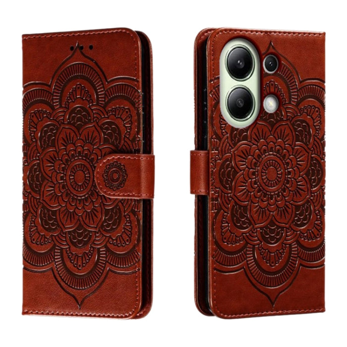 Funda de cuero para teléfono con estampado de mandala de sol, For Xiaomi Redmi Note 13 Pro 4G, For Xiaomi Redmi Note 13 4G, For Xiaomi Redmi K70E, For Xiaomi Redmi Note 13R Pro, For Xiaomi Redmi K70