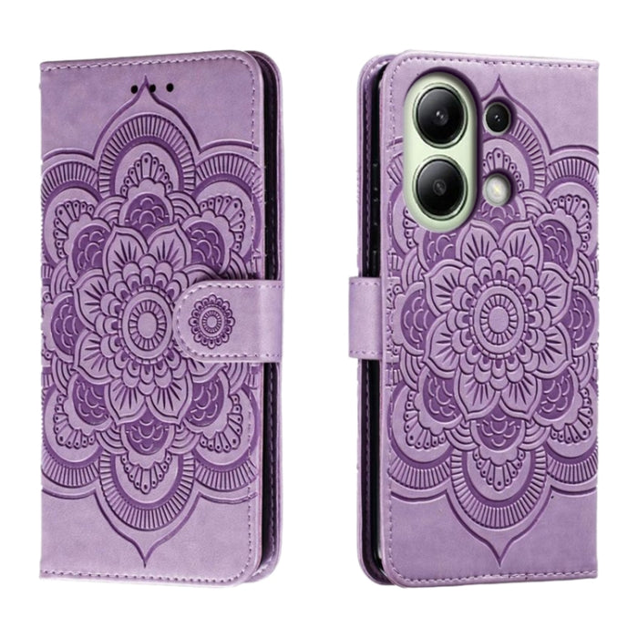 Funda de cuero para teléfono con estampado de mandala de sol, For Xiaomi Redmi Note 13 Pro 4G, For Xiaomi Redmi Note 13 4G, For Xiaomi Redmi K70E, For Xiaomi Redmi Note 13R Pro, For Xiaomi Redmi K70