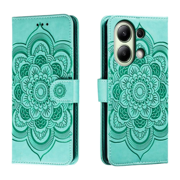 Funda de cuero para teléfono con estampado de mandala de sol, For Xiaomi Redmi Note 13 Pro 4G, For Xiaomi Redmi Note 13 4G, For Xiaomi Redmi K70E, For Xiaomi Redmi Note 13R Pro, For Xiaomi Redmi K70
