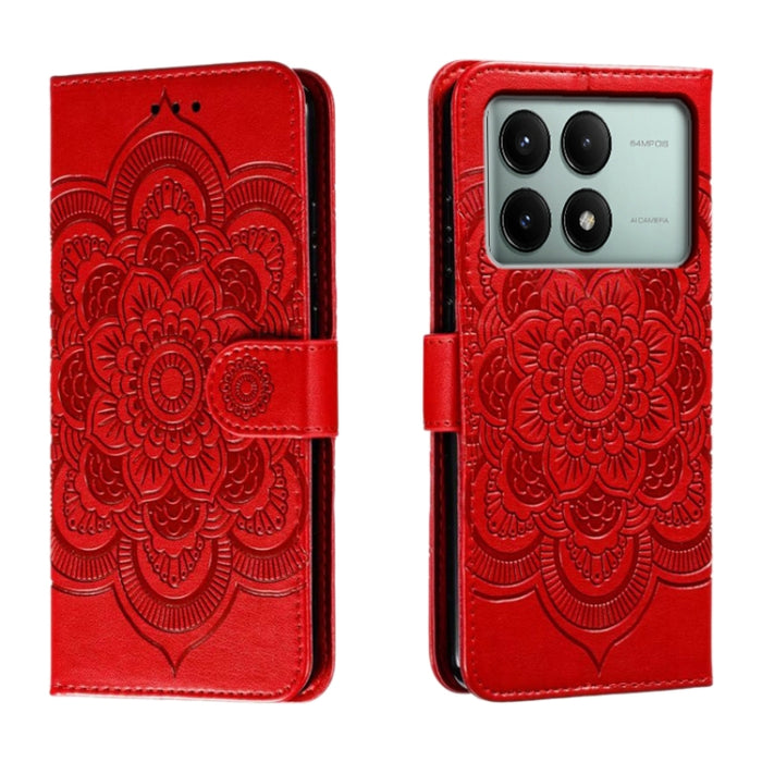 Funda de cuero para teléfono con estampado de mandala de sol, For Xiaomi Redmi Note 13 Pro 4G, For Xiaomi Redmi Note 13 4G, For Xiaomi Redmi K70E, For Xiaomi Redmi Note 13R Pro, For Xiaomi Redmi K70