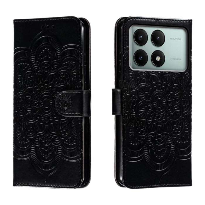 Funda de cuero para teléfono con estampado de mandala de sol, For Xiaomi Redmi Note 13 Pro 4G, For Xiaomi Redmi Note 13 4G, For Xiaomi Redmi K70E, For Xiaomi Redmi Note 13R Pro, For Xiaomi Redmi K70