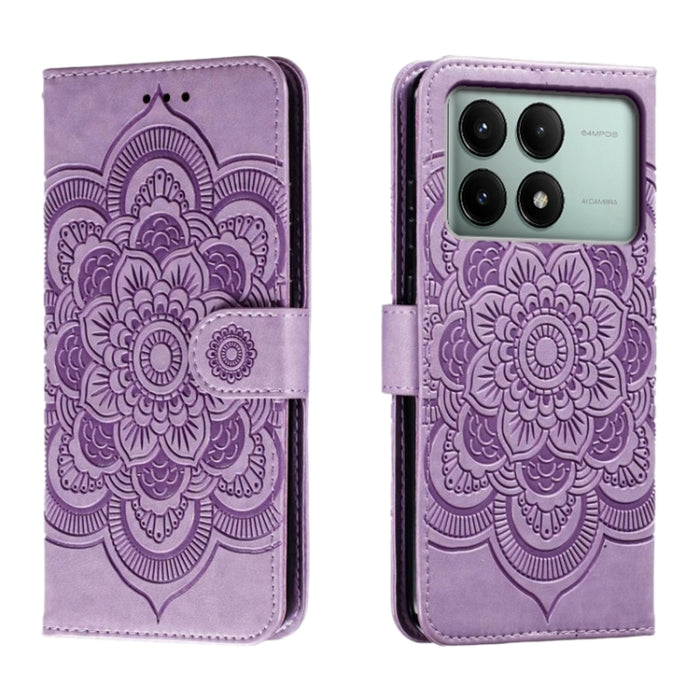 Funda de cuero para teléfono con estampado de mandala de sol, For Xiaomi Redmi Note 13 Pro 4G, For Xiaomi Redmi Note 13 4G, For Xiaomi Redmi K70E, For Xiaomi Redmi Note 13R Pro, For Xiaomi Redmi K70