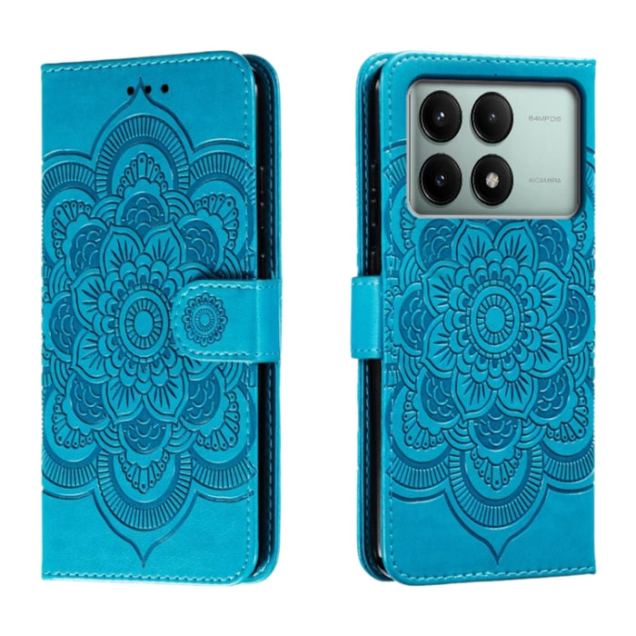 Funda de cuero para teléfono con estampado de mandala de sol, For Xiaomi Redmi Note 13 Pro 4G, For Xiaomi Redmi Note 13 4G, For Xiaomi Redmi K70E, For Xiaomi Redmi Note 13R Pro, For Xiaomi Redmi K70