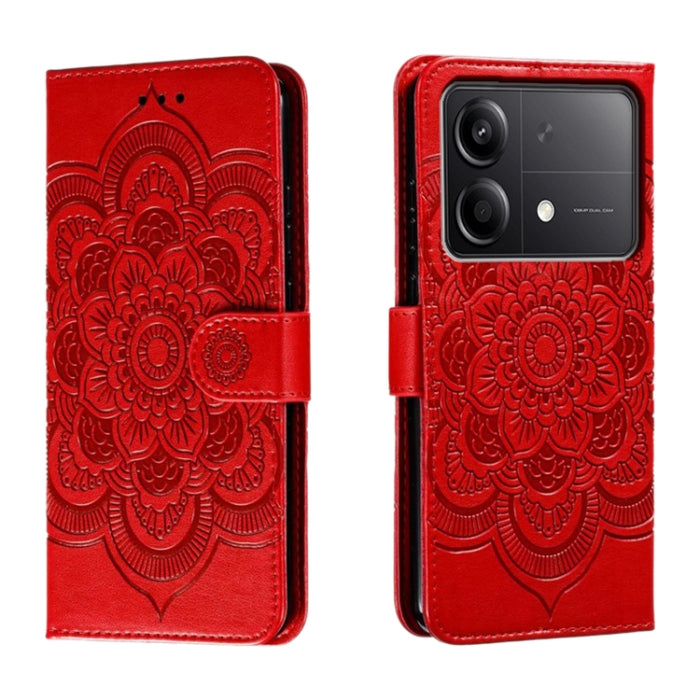 Funda de cuero para teléfono con estampado de mandala de sol, For Xiaomi Redmi Note 13 Pro 4G, For Xiaomi Redmi Note 13 4G, For Xiaomi Redmi K70E, For Xiaomi Redmi Note 13R Pro, For Xiaomi Redmi K70