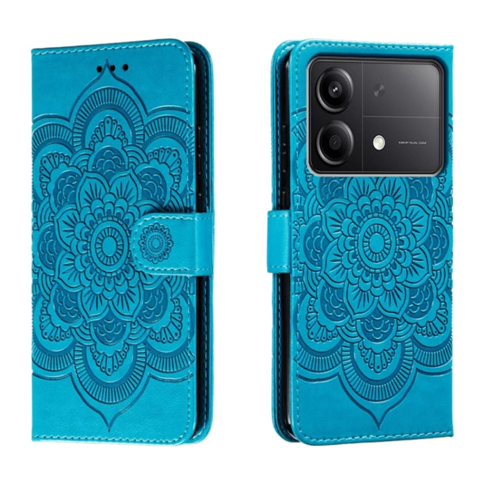 Funda de cuero para teléfono con estampado de mandala de sol, For Xiaomi Redmi Note 13 Pro 4G, For Xiaomi Redmi Note 13 4G, For Xiaomi Redmi K70E, For Xiaomi Redmi Note 13R Pro, For Xiaomi Redmi K70