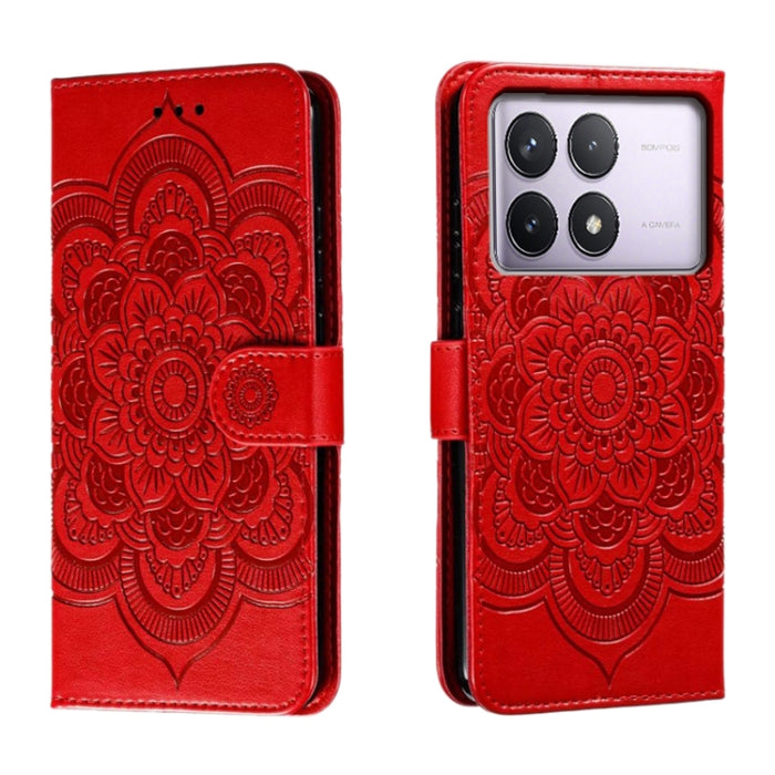 Funda de cuero para teléfono con estampado de mandala de sol, For Xiaomi Redmi Note 13 Pro 4G, For Xiaomi Redmi Note 13 4G, For Xiaomi Redmi K70E, For Xiaomi Redmi Note 13R Pro, For Xiaomi Redmi K70