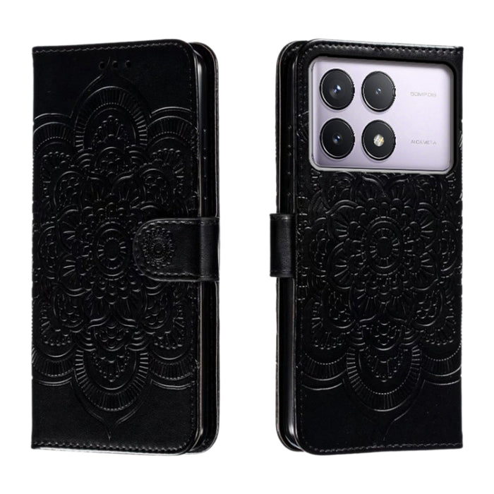 Funda de cuero para teléfono con estampado de mandala de sol, For Xiaomi Redmi Note 13 Pro 4G, For Xiaomi Redmi Note 13 4G, For Xiaomi Redmi K70E, For Xiaomi Redmi Note 13R Pro, For Xiaomi Redmi K70