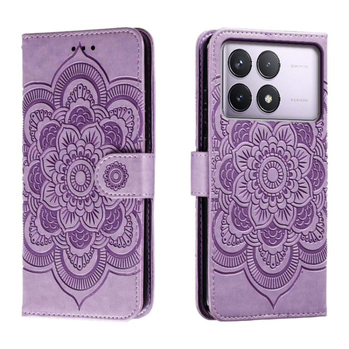 Funda de cuero para teléfono con estampado de mandala de sol, For Xiaomi Redmi Note 13 Pro 4G, For Xiaomi Redmi Note 13 4G, For Xiaomi Redmi K70E, For Xiaomi Redmi Note 13R Pro, For Xiaomi Redmi K70