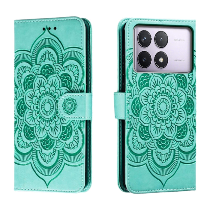 Funda de cuero para teléfono con estampado de mandala de sol, For Xiaomi Redmi Note 13 Pro 4G, For Xiaomi Redmi Note 13 4G, For Xiaomi Redmi K70E, For Xiaomi Redmi Note 13R Pro, For Xiaomi Redmi K70