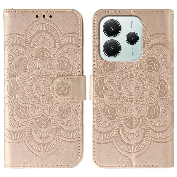 Funda de cuero para teléfono con estampado de mandala de sol, For Redmi 15C 5G / 4G EU 173mm, For Redmi 15 5G Global / 15 4G SEA, For Redmi 15 5G / 4G EU 171mm, For Redmi 15C 5G / 4G Global 171mm, For Redmi Turbo 4 Pro 5G / Poco F7                     ...