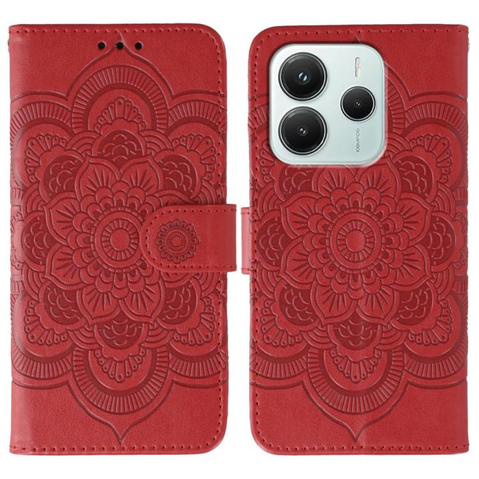 Funda de cuero para teléfono con estampado de mandala de sol, For Redmi 15C 5G / 4G EU 173mm, For Redmi 15 5G Global / 15 4G SEA, For Redmi 15 5G / 4G EU 171mm, For Redmi 15C 5G / 4G Global 171mm, For Redmi Turbo 4 Pro 5G / Poco F7                     ...