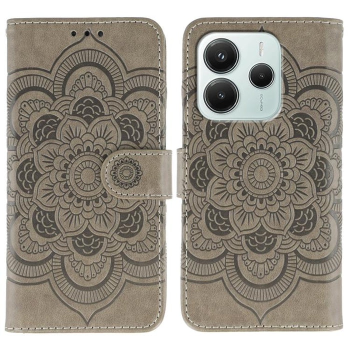 Funda de cuero para teléfono con estampado de mandala de sol, For Redmi 15C 5G / 4G EU 173mm, For Redmi 15 5G Global / 15 4G SEA, For Redmi 15 5G / 4G EU 171mm, For Redmi 15C 5G / 4G Global 171mm, For Redmi Turbo 4 Pro 5G / Poco F7                     ...