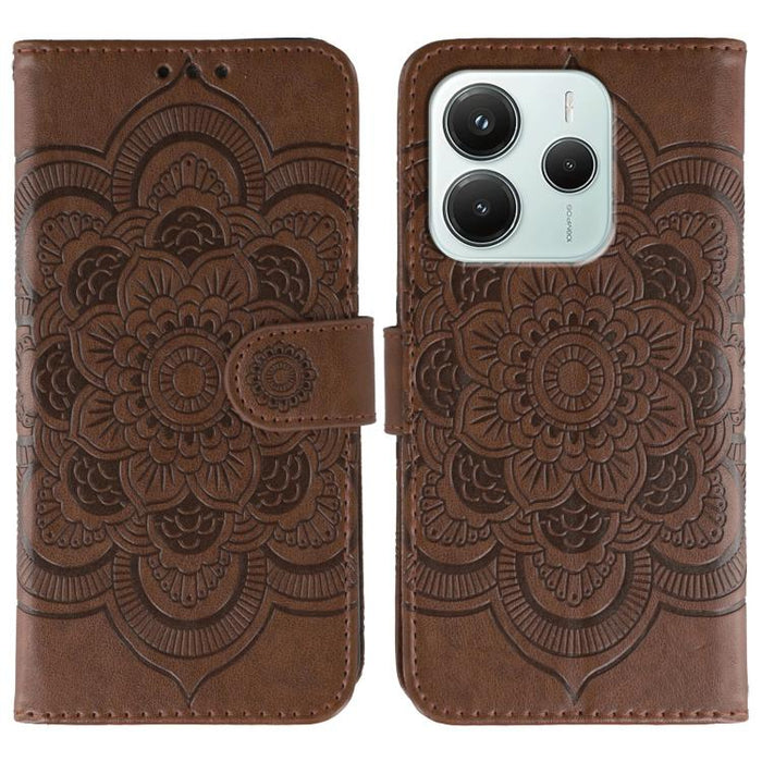 Funda de cuero para teléfono con estampado de mandala de sol, For Redmi 15C 5G / 4G EU 173mm, For Redmi 15 5G Global / 15 4G SEA, For Redmi 15 5G / 4G EU 171mm, For Redmi 15C 5G / 4G Global 171mm, For Redmi Turbo 4 Pro 5G / Poco F7                     ...
