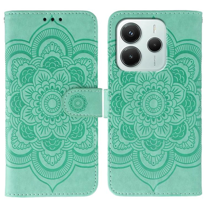 Funda de cuero para teléfono con estampado de mandala de sol, For Redmi 15C 5G / 4G EU 173mm, For Redmi 15 5G Global / 15 4G SEA, For Redmi 15 5G / 4G EU 171mm, For Redmi 15C 5G / 4G Global 171mm, For Redmi Turbo 4 Pro 5G / Poco F7                     ...