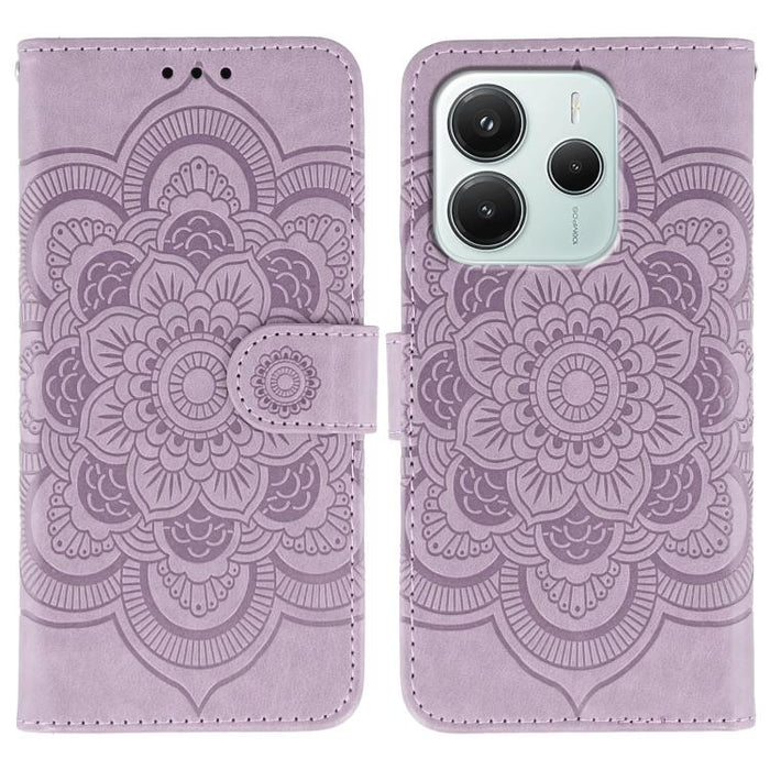Funda de cuero para teléfono con estampado de mandala de sol, For Redmi 15C 5G / 4G EU 173mm, For Redmi 15 5G Global / 15 4G SEA, For Redmi 15 5G / 4G EU 171mm, For Redmi 15C 5G / 4G Global 171mm, For Redmi Turbo 4 Pro 5G / Poco F7                     ...