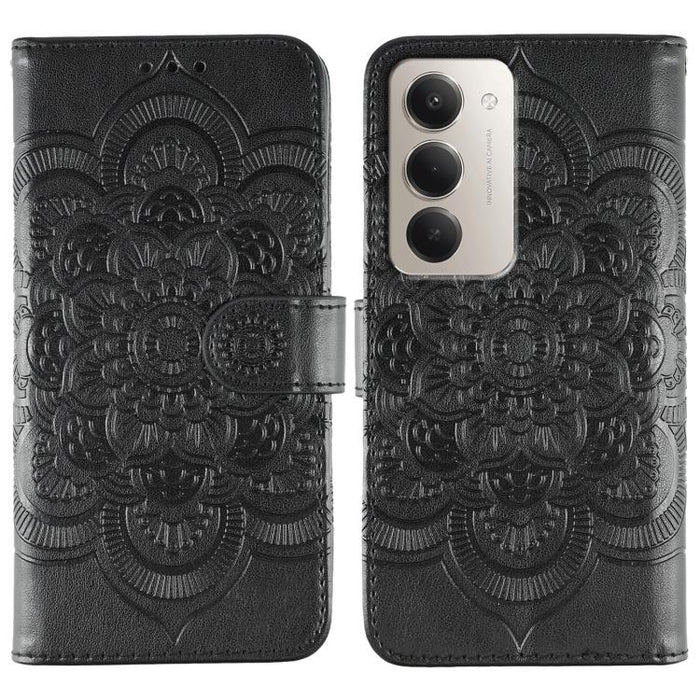 Funda de cuero para teléfono con estampado de mandala de sol, For Redmi 15C 5G / 4G EU 173mm, For Redmi 15 5G Global / 15 4G SEA, For Redmi 15 5G / 4G EU 171mm, For Redmi 15C 5G / 4G Global 171mm, For Redmi Turbo 4 Pro 5G / Poco F7                     ...