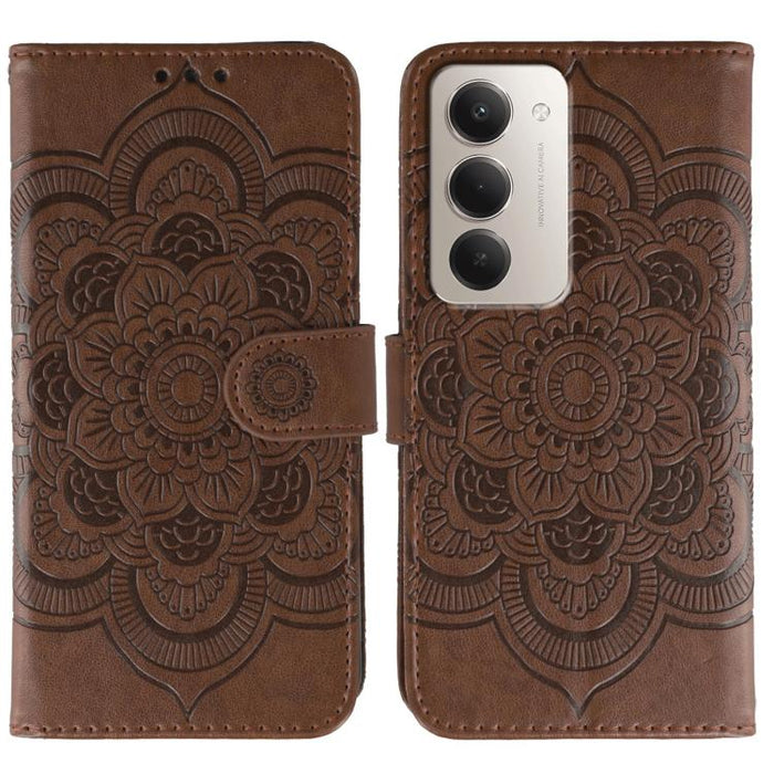 Funda de cuero para teléfono con estampado de mandala de sol, For Redmi 15C 5G / 4G EU 173mm, For Redmi 15 5G Global / 15 4G SEA, For Redmi 15 5G / 4G EU 171mm, For Redmi 15C 5G / 4G Global 171mm, For Redmi Turbo 4 Pro 5G / Poco F7                     ...