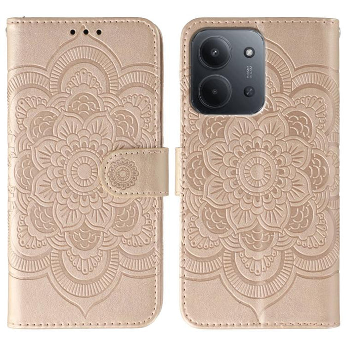 Funda de cuero para teléfono con estampado de mandala de sol, For Redmi 15C 5G / 4G EU 173mm, For Redmi 15 5G Global / 15 4G SEA, For Redmi 15 5G / 4G EU 171mm, For Redmi 15C 5G / 4G Global 171mm, For Redmi Turbo 4 Pro 5G / Poco F7                     ...