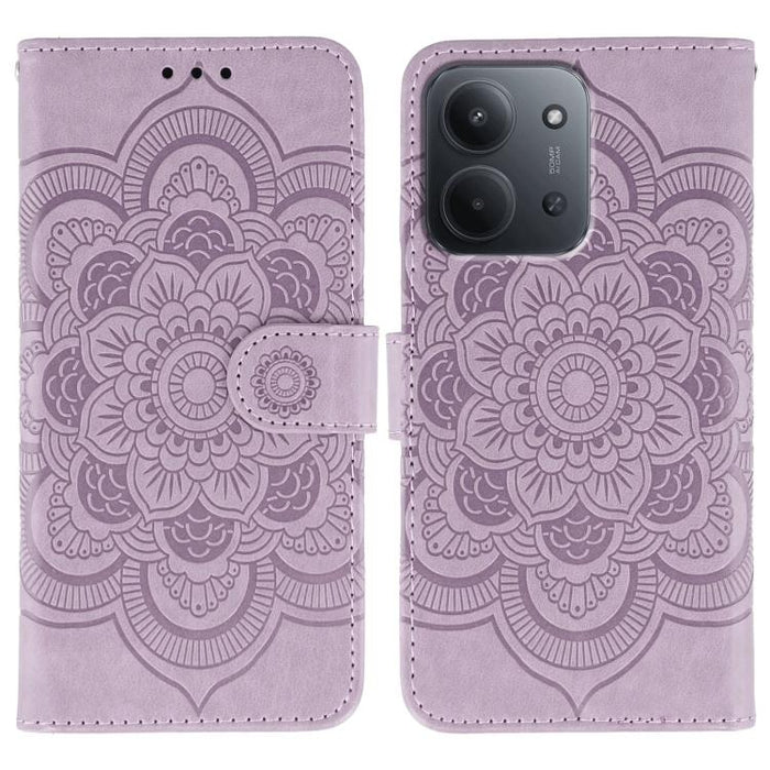 Funda de cuero para teléfono con estampado de mandala de sol, For Redmi 15C 5G / 4G EU 173mm, For Redmi 15 5G Global / 15 4G SEA, For Redmi 15 5G / 4G EU 171mm, For Redmi 15C 5G / 4G Global 171mm, For Redmi Turbo 4 Pro 5G / Poco F7                     ...
