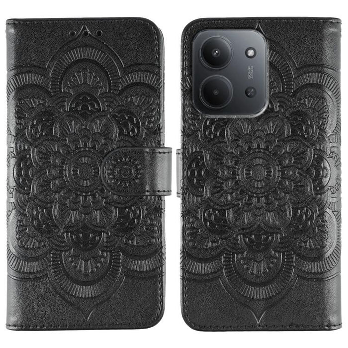 Funda de cuero para teléfono con estampado de mandala de sol, For Redmi 15C 5G / 4G EU 173mm, For Redmi 15 5G Global / 15 4G SEA, For Redmi 15 5G / 4G EU 171mm, For Redmi 15C 5G / 4G Global 171mm, For Redmi Turbo 4 Pro 5G / Poco F7                     ...