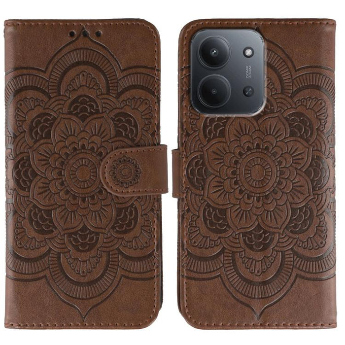 Funda de cuero para teléfono con estampado de mandala de sol, For Redmi 15C 5G / 4G EU 173mm, For Redmi 15 5G Global / 15 4G SEA, For Redmi 15 5G / 4G EU 171mm, For Redmi 15C 5G / 4G Global 171mm, For Redmi Turbo 4 Pro 5G / Poco F7                     ...