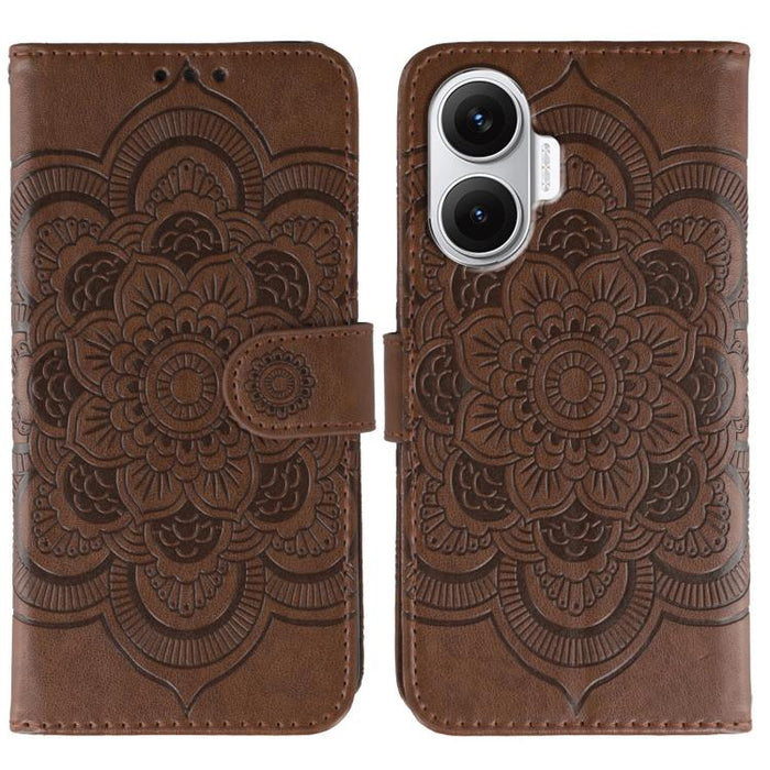Funda de cuero para teléfono con estampado de mandala de sol, For Redmi 15C 5G / 4G EU 173mm, For Redmi 15 5G Global / 15 4G SEA, For Redmi 15 5G / 4G EU 171mm, For Redmi 15C 5G / 4G Global 171mm, For Redmi Turbo 4 Pro 5G / Poco F7                     ...