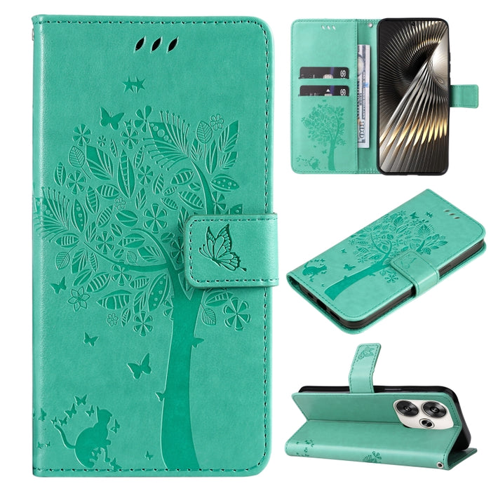 Funda para teléfono con tapa de cuero con estampado en relieve de árbol y gato, For Xiaomi Poco M7 4G 171mm, For Xiaomi 15T Pro 5G, For Xiaomi 15T 5G, For Xiaomi Poco M6 Pro 4G Global, For Xiaomi 15 Ultra 5G Global, For Xiaomi 14T Pro, For Xiaomi 14T  ...