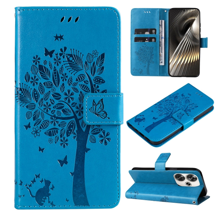 Funda para teléfono con tapa de cuero con estampado en relieve de árbol y gato, For Xiaomi Poco M7 4G 171mm, For Xiaomi 15T Pro 5G, For Xiaomi 15T 5G, For Xiaomi Poco M6 Pro 4G Global, For Xiaomi 15 Ultra 5G Global, For Xiaomi 14T Pro, For Xiaomi 14T  ...