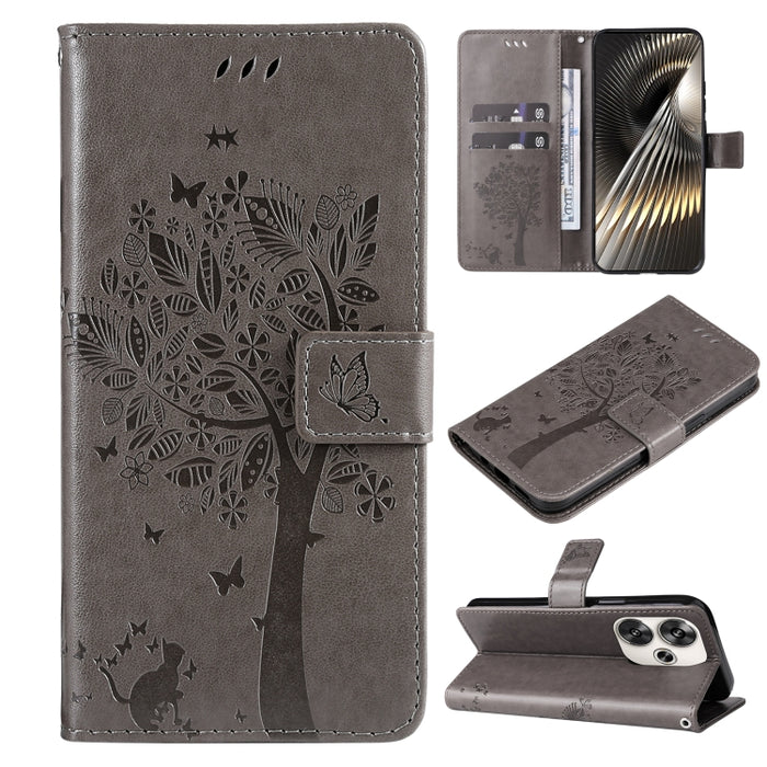 Funda para teléfono con tapa de cuero con estampado en relieve de árbol y gato, For Xiaomi Poco M7 4G 171mm, For Xiaomi 15T Pro 5G, For Xiaomi 15T 5G, For Xiaomi Poco M6 Pro 4G Global, For Xiaomi 15 Ultra 5G Global, For Xiaomi 14T Pro, For Xiaomi 14T  ...