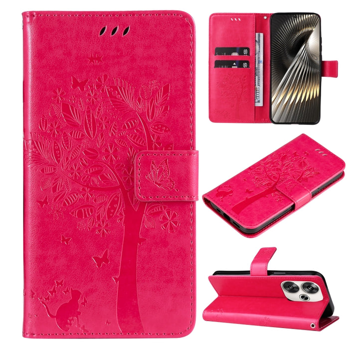 Funda para teléfono con tapa de cuero con estampado en relieve de árbol y gato, For Xiaomi Poco M7 4G 171mm, For Xiaomi 15T Pro 5G, For Xiaomi 15T 5G, For Xiaomi Poco M6 Pro 4G Global, For Xiaomi 15 Ultra 5G Global, For Xiaomi 14T Pro, For Xiaomi 14T  ...