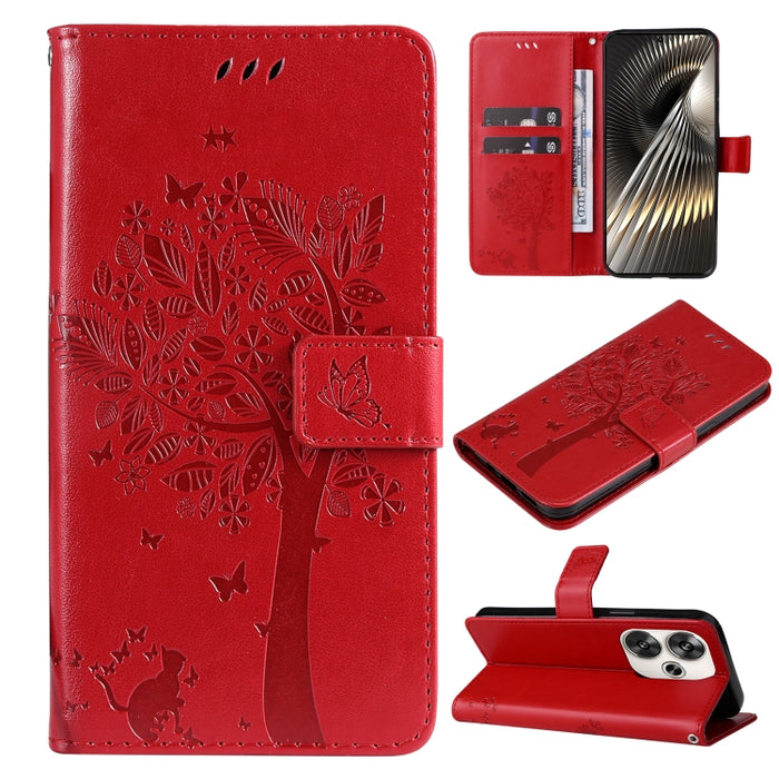 Funda para teléfono con tapa de cuero con estampado en relieve de árbol y gato, For Xiaomi Poco M7 4G 171mm, For Xiaomi 15T Pro 5G, For Xiaomi 15T 5G, For Xiaomi Poco M6 Pro 4G Global, For Xiaomi 15 Ultra 5G Global, For Xiaomi 14T Pro, For Xiaomi 14T  ...