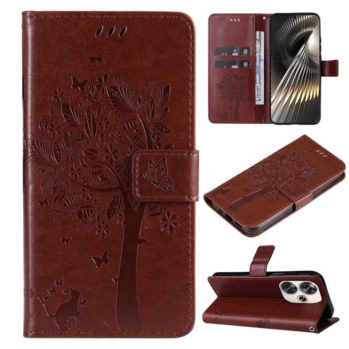 Funda para teléfono con tapa de cuero con estampado en relieve de árbol y gato, For Xiaomi Poco M7 4G 171mm, For Xiaomi 15T Pro 5G, For Xiaomi 15T 5G, For Xiaomi Poco M6 Pro 4G Global, For Xiaomi 15 Ultra 5G Global, For Xiaomi 14T Pro, For Xiaomi 14T  ...
