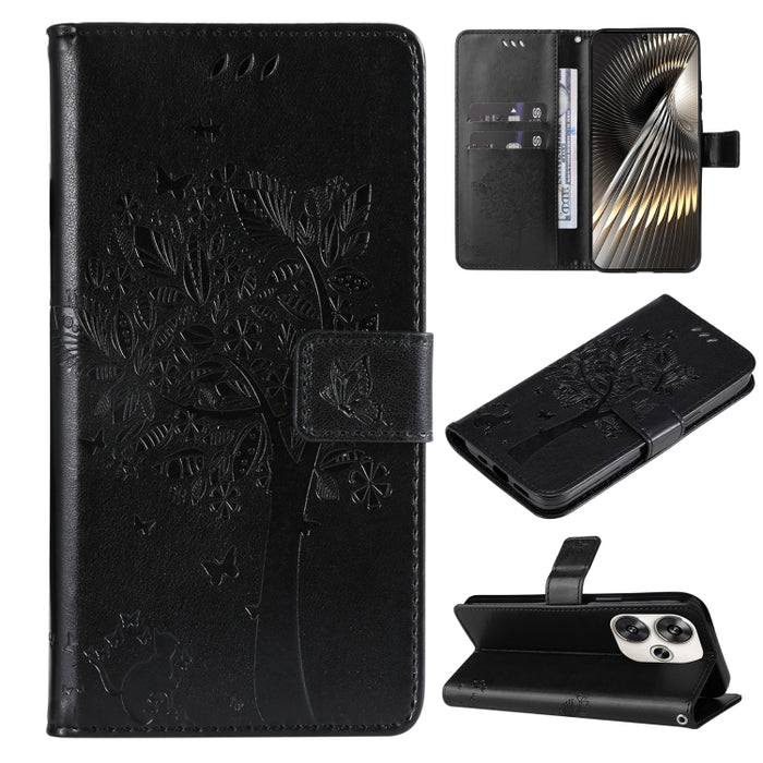 Funda para teléfono con tapa de cuero con estampado en relieve de árbol y gato, For Xiaomi Poco M7 4G 171mm, For Xiaomi 15T Pro 5G, For Xiaomi 15T 5G, For Xiaomi Poco M6 Pro 4G Global, For Xiaomi 15 Ultra 5G Global, For Xiaomi 14T Pro, For Xiaomi 14T  ...