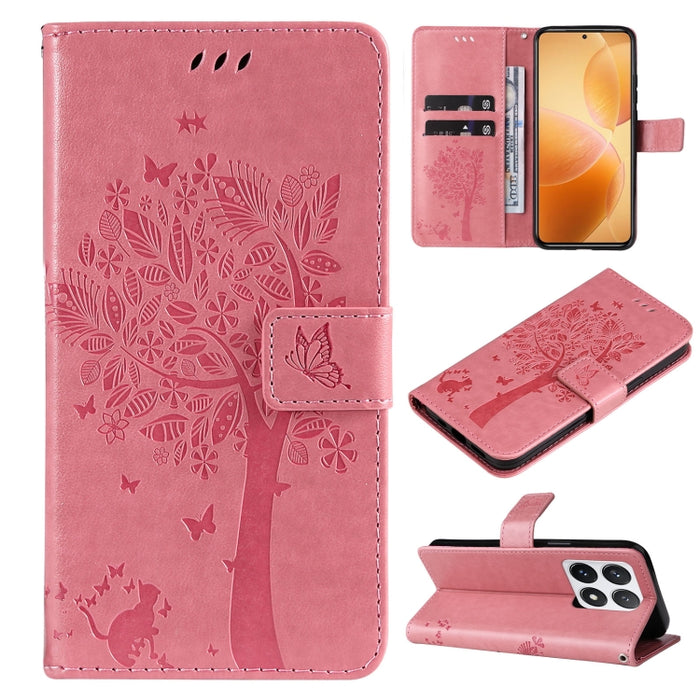 Funda para teléfono con tapa de cuero con estampado en relieve de árbol y gato, For Xiaomi Poco M7 4G 171mm, For Xiaomi 15T Pro 5G, For Xiaomi 15T 5G, For Xiaomi Poco M6 Pro 4G Global, For Xiaomi 15 Ultra 5G Global, For Xiaomi 14T Pro, For Xiaomi 14T  ...