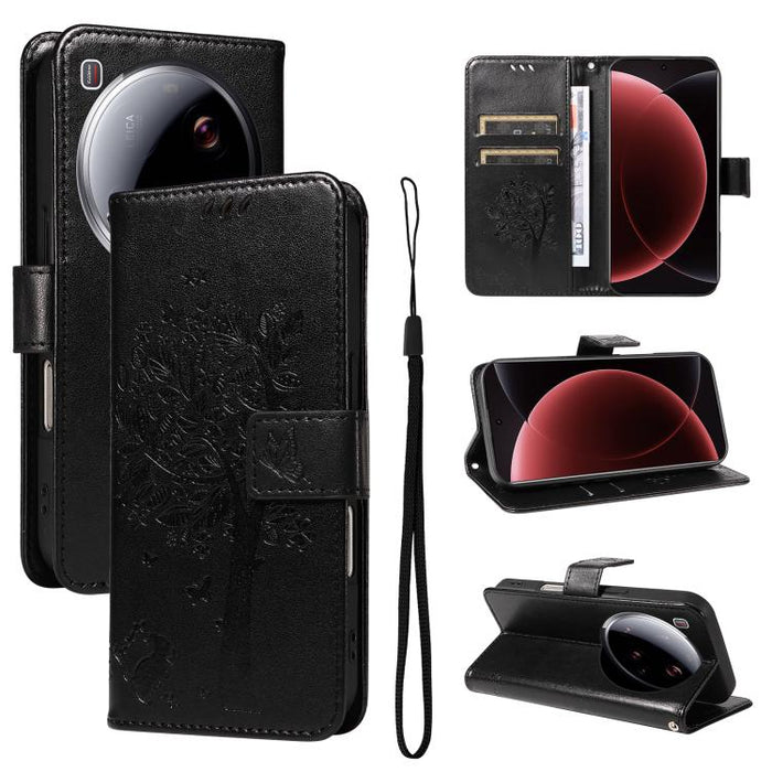Funda para teléfono con tapa de cuero con estampado en relieve de árbol y gato, For Xiaomi Poco M7 4G 171mm, For Xiaomi 15T Pro 5G, For Xiaomi 15T 5G, For Xiaomi Poco M6 Pro 4G Global, For Xiaomi 15 Ultra 5G Global, For Xiaomi 14T Pro, For Xiaomi 14T  ...