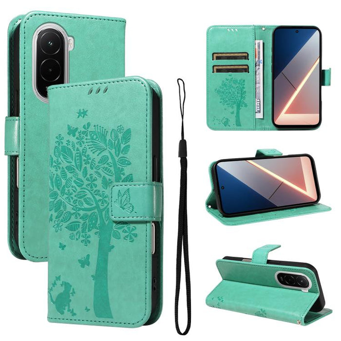 Funda para teléfono con tapa de cuero con estampado en relieve de árbol y gato, For Xiaomi 17 Max 5G, For Xiaomi 17T Pro 5G Global, For Xiaomi 17T 5G Global, For Xiaomi Poco X8 Pro Max 5G, For Xiaomi 17 Ultra, For Xiaomi 17 Pro Max, For Xiaomi 17      ...