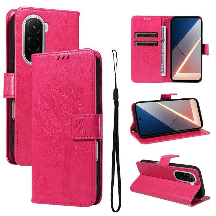 Funda para teléfono con tapa de cuero con estampado en relieve de árbol y gato, For Xiaomi 17 Max 5G, For Xiaomi 17T Pro 5G Global, For Xiaomi 17T 5G Global, For Xiaomi Poco X8 Pro Max 5G, For Xiaomi 17 Ultra, For Xiaomi 17 Pro Max, For Xiaomi 17      ...