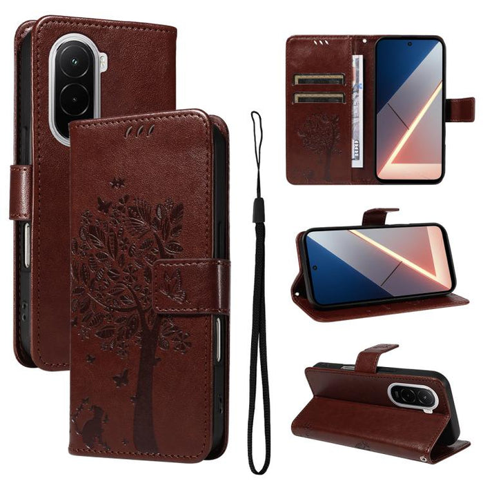 Funda para teléfono con tapa de cuero con estampado en relieve de árbol y gato, For Xiaomi 17 Max 5G, For Xiaomi 17T Pro 5G Global, For Xiaomi 17T 5G Global, For Xiaomi Poco X8 Pro Max 5G, For Xiaomi 17 Ultra, For Xiaomi 17 Pro Max, For Xiaomi 17      ...