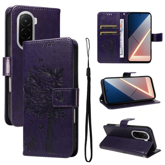 Funda para teléfono con tapa de cuero con estampado en relieve de árbol y gato, For Xiaomi 17 Max 5G, For Xiaomi 17T Pro 5G Global, For Xiaomi 17T 5G Global, For Xiaomi Poco X8 Pro Max 5G, For Xiaomi 17 Ultra, For Xiaomi 17 Pro Max, For Xiaomi 17      ...